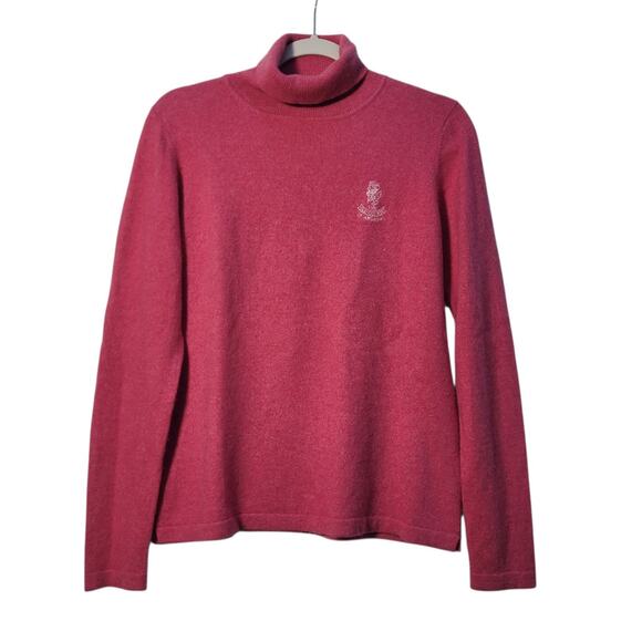 Peter Millar Women's L Pink Cashmere Turtleneck Sweater Old Course St. Andrews - Picture 1 of 11